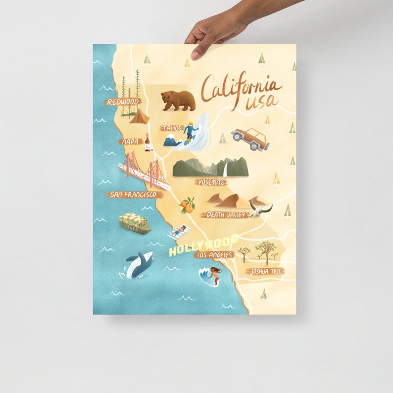 Carte illustrée de la Californie (Imprimer) image 3