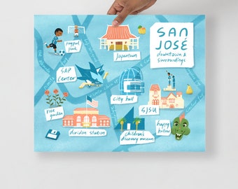 Carte illustrée de San Jose, Californie (Print)
