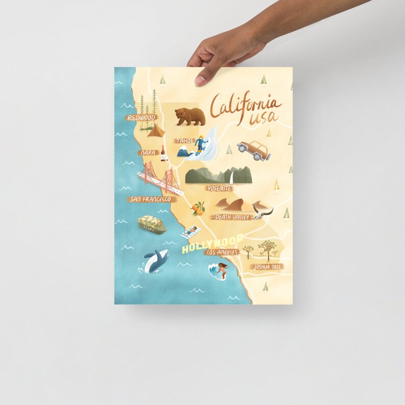 Carte illustrée de la Californie (Imprimer) image 4