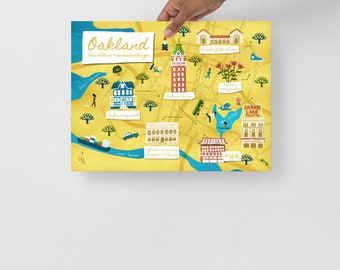 Illustrated Map of Oakland, California (Print)