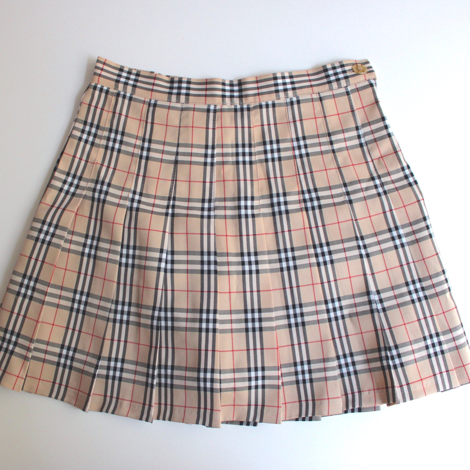 Beige plaid tennis skirt nova check checked print school girl | Etsy