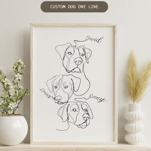 Aangepaste hond one line art - gepersonaliseerde one line art, aangepaste lijntekening huisdier, hondenportret INK, tattoo commissie, lijntekeningen illustratie