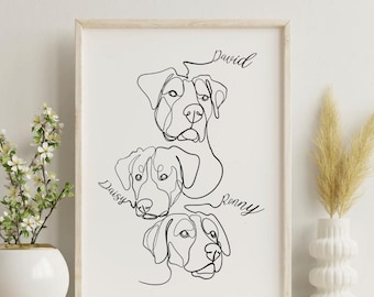 Custom Dog One Line Art Portrait: Personalized Pet Drawing (Digital Download)