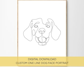 Anpassat hundporträtt med en linje: Minimalistisk husdjursteckning (digital nedladdning)
