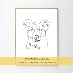 Benutzerdefinierte Hund One Line Art - personalisierte One Line Art, Benutzerdefinierte Line Zeichnung Haustier, Hunde Porträt INK, Tattoo Coup, Line Art Illustration