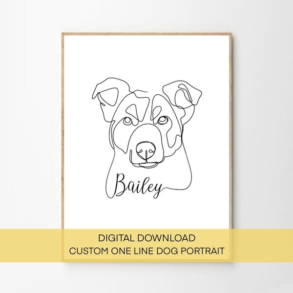 Custom Dog One Line Art - personalized one  line art, Custom Line Drawing Pet, Dog Portrait INK, Tattoo Commission, Line Art Illustration