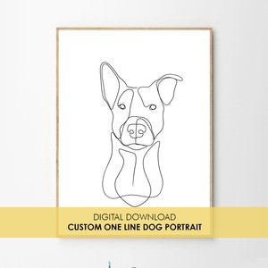 Custom Dog One Line Art - personalized one  line art, Custom Line Drawing Pet, Dog Portrait INK, Tattoo Commission, Line Art Illustration