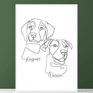 Custom Dog  Line Art - Personalised Sketch line art, Custom Line Drawing Pet, Dog Portrait INK, Tattoo Commission, Line Art Illustration