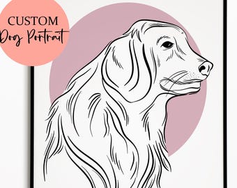 Custom Dog Portrait: One Line Art, Personalized Pet Drawing (Digital File)