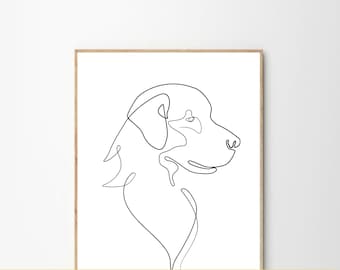 Custom Dog One Line Art Portrait: Minimalist Pet Drawing (Digital Download)