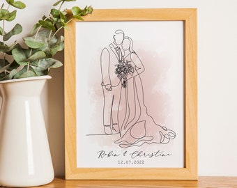 Custom Couple Line Art Portrait: Minimalist Illustration (Digital Download)