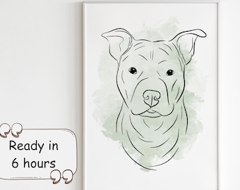Custom Dog Line Art Portrait: Minimalist Pet Drawing (Digital Download)