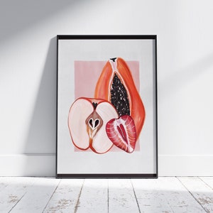 Sliced Feminine Fruit Print Sliced fruit  Vintage Poster Body Positivity wall art Feminist Gift For Her Feminism Wall Art Equality Art Print