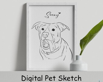 Custom Pet Line Drawing: Dog Portrait Sketch (Digital)