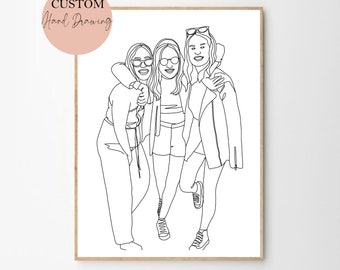 Custom Minimalist Line Drawing, Personalized Portrait (Digital Download)