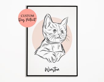 Custom Dog Line Art Portrait: Minimalist Pet Drawing (Digital Download)