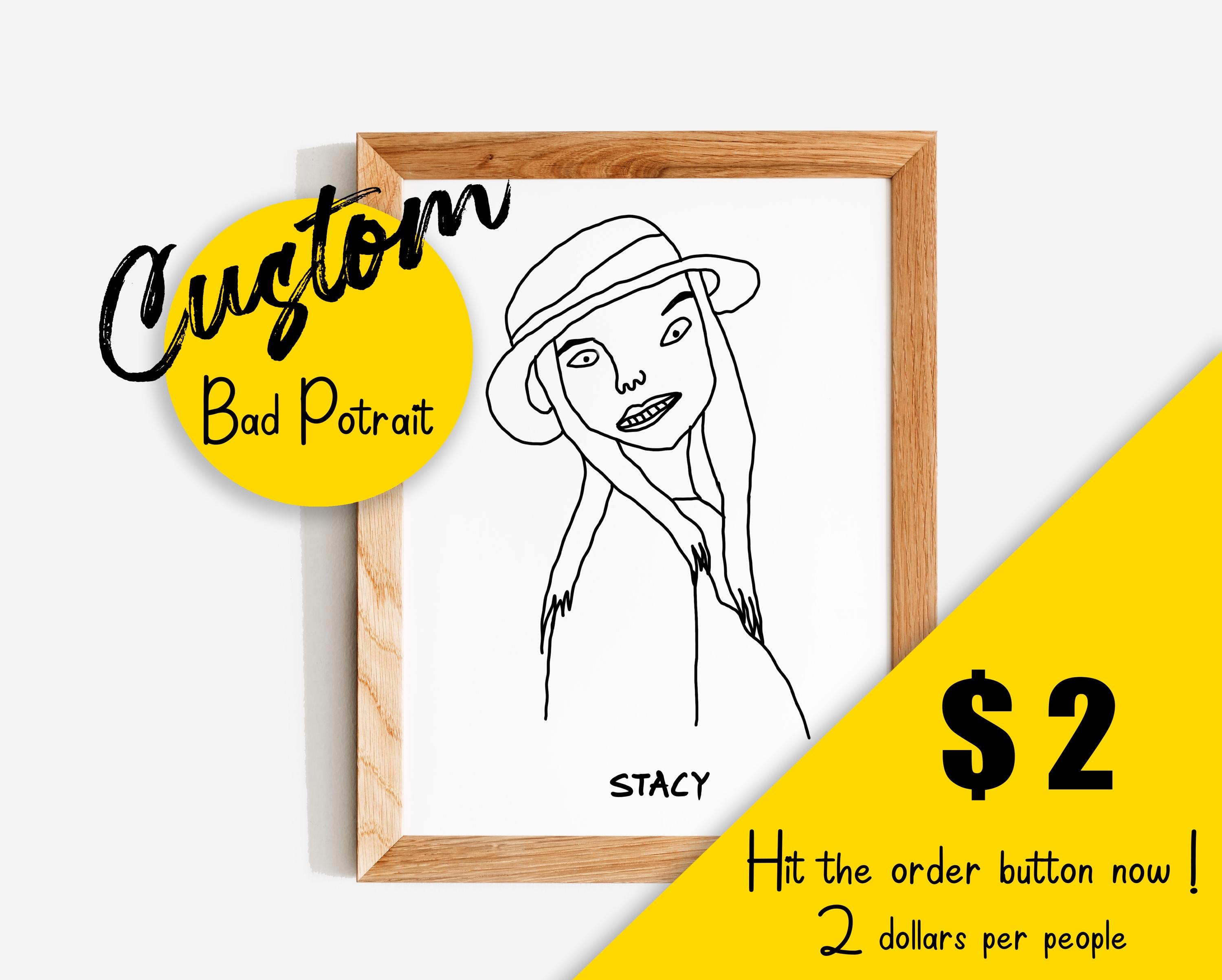 CUSTOM BAD PORTRAIT, Custom Illustration, funny portrait, Line Art, Custom Portrait, Family Portrait, Couples Portrait, Personalised Gift