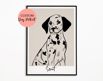 Custom Dog Line Art Portrait: Personalized Pet Illustration (Digital File)