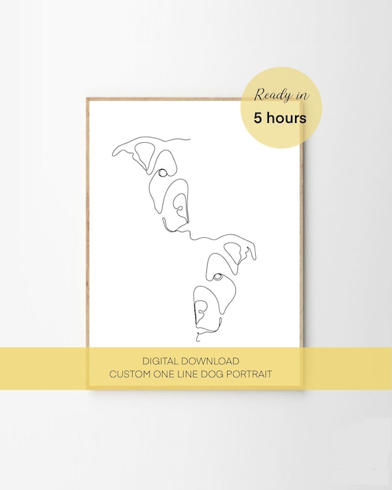 Custom Dog One Line Art Portrait: Minimalist Pet Drawing (Digital Download)