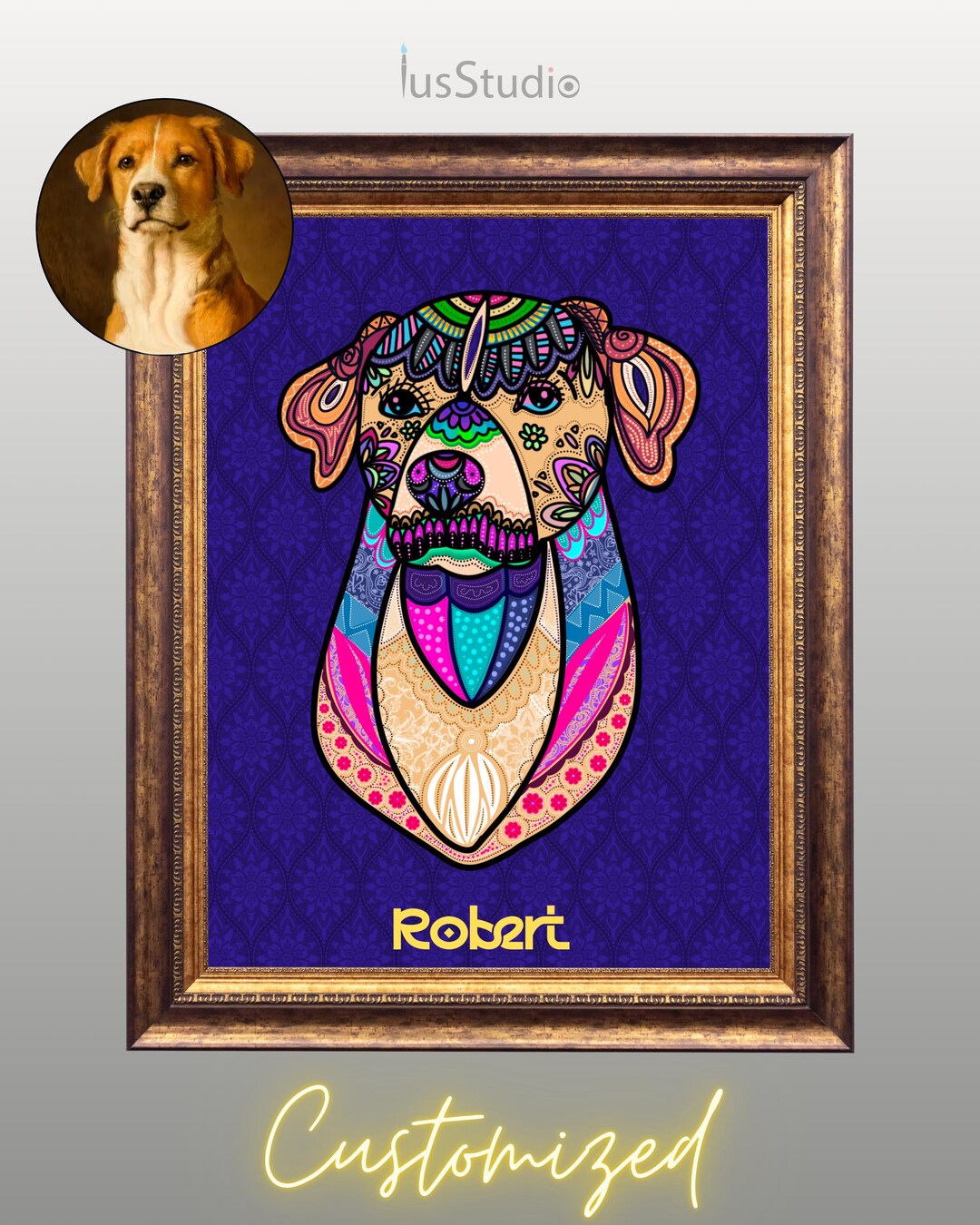 Hand Painted Courage Dog Loyal Miniature Painting India Art Paper WildLife
