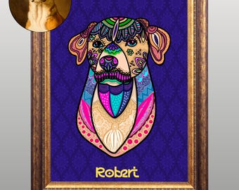 Custom Dog Portrait: Madhubani-Inspired Indian Folk Art (Digital Illustration)