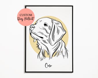 Custom Dog Line Art Portrait: Personalized Pet Illustration (Digital File)