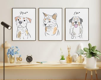 Custom Pet Line Art Portrait: Dog Sketch From Photo (Digital Download PNG File)