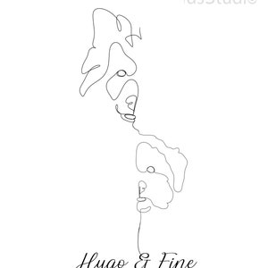 Puede incluir: Ilustraci&oacute;n de l&iacute;nea de arte de dos caras, una encima de la otra, con el texto "Hugo & Fine" debajo.
