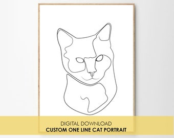 Custom Cat Line Drawing: Giclée Fine Art Print (Digital Download)