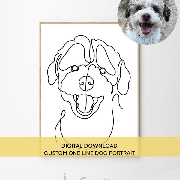 Custom Dog One Line Art - personalized one  line art, Custom Line Drawing Pet, Dog Portrait INK, Tattoo Commission, Line Art Illustration