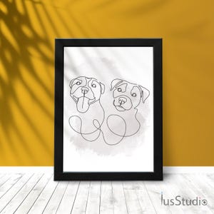 Custom Dog One Line Art set- personalized one  line art, Custom Line Drawing Pet, Dog Portrait INK, Tattoo Commission, Line Art Illustration
