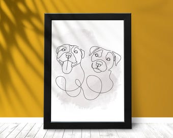 Custom Dog Line Art Portrait: Personalized Pet Drawing (Digital)