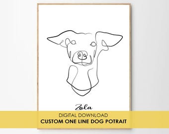 Custom Dog Line Art Portrait: Minimalist Pet Drawing (Digital Download)