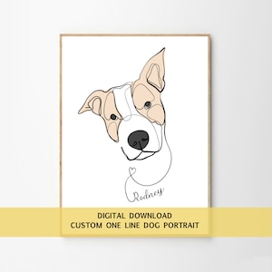 Custom Dog One Line Art - personalized one  line art, Custom Line Drawing Pet, Dog Portrait INK, Tattoo Commission, Line Art Illustration