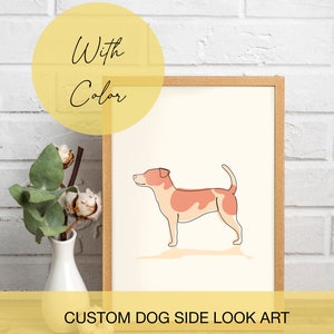 Custom Dog One Line Art - personalized one  line art, Custom Line Drawing Pet, Dog Portrait INK, Dog side view, color Line Art Illustration