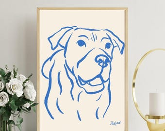 Custom Dog Line Art Portrait: Personalized Pet Sketch (Digital Art)