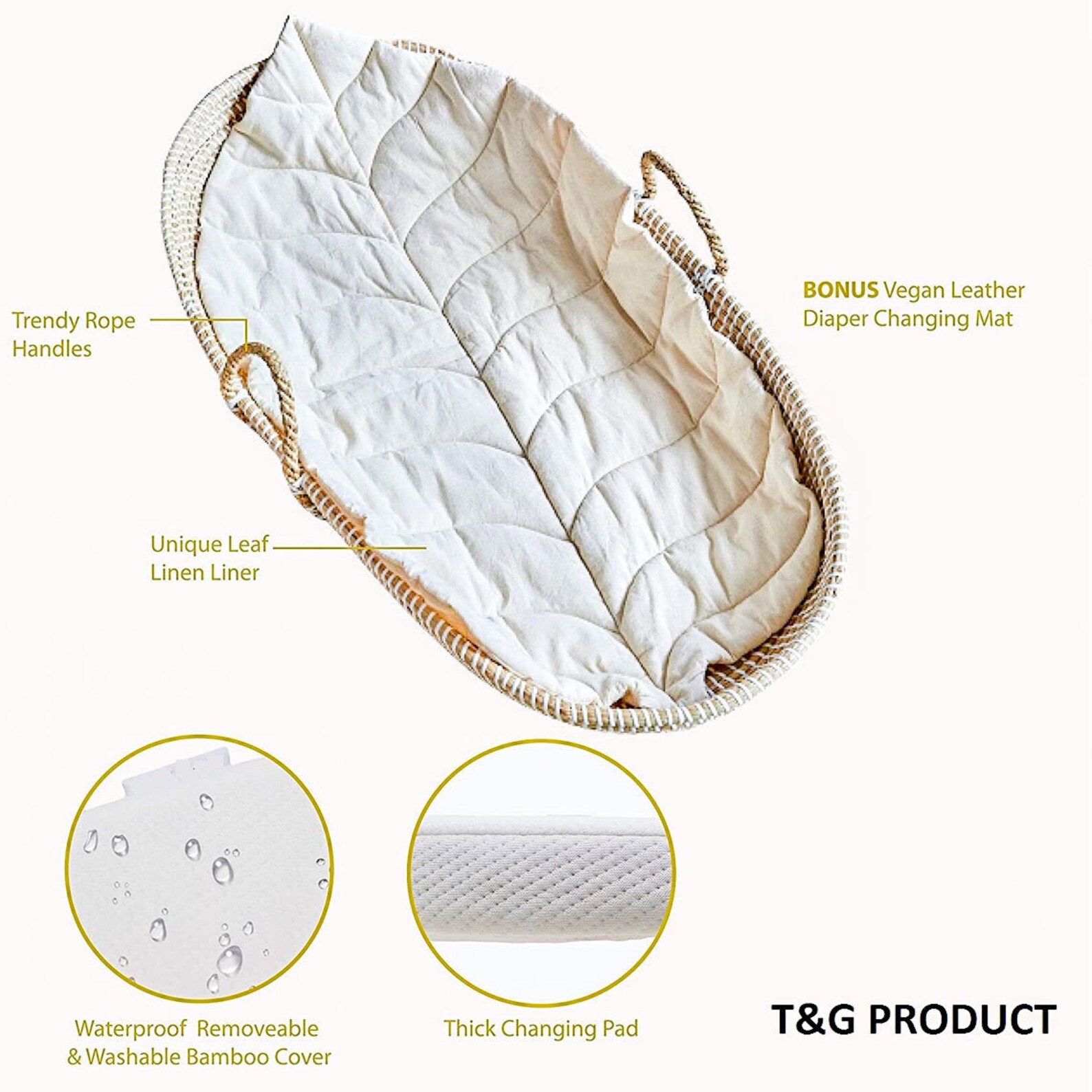 Baby Changing Basket Set The Original with Luxury Leaf Linen Etsy