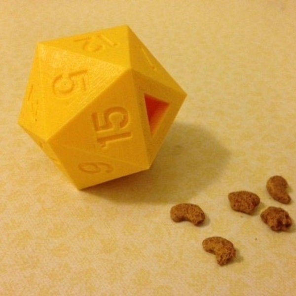 D20 cat treat toy - fixed and rotated. STL File for 3D Printing - Digital Download.