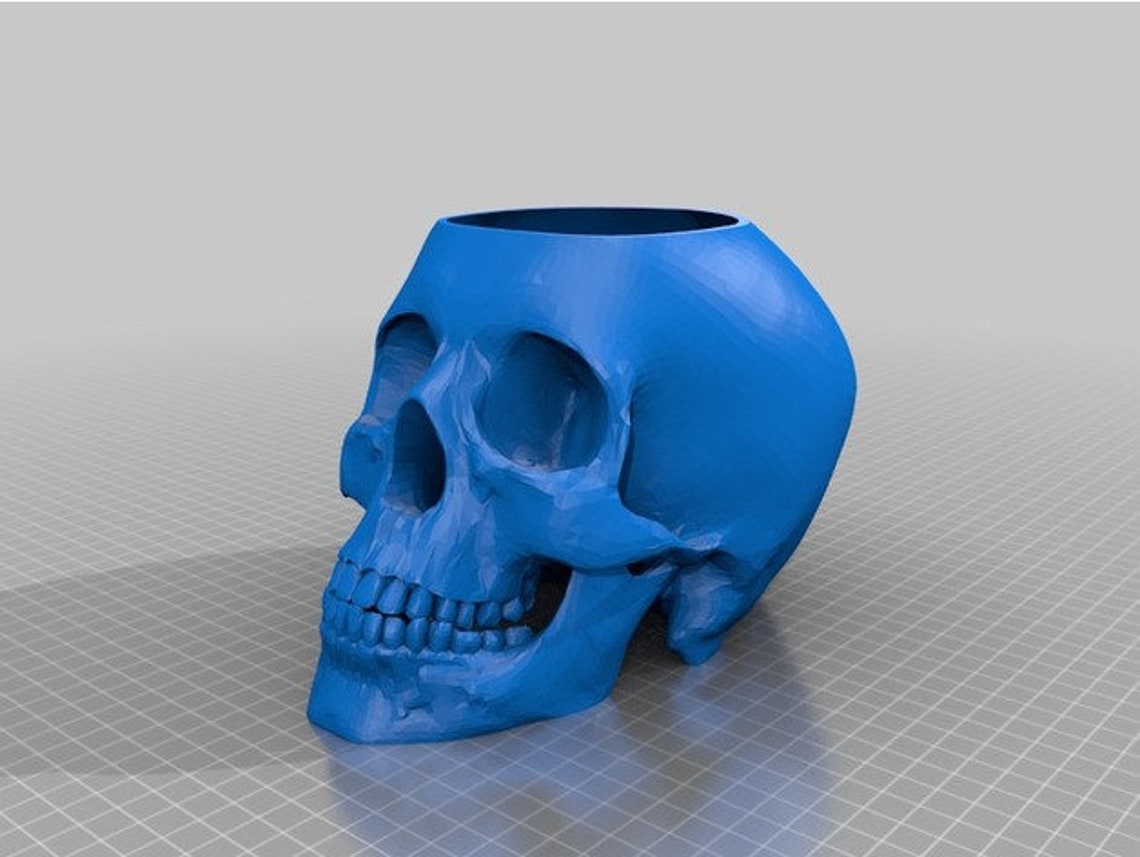 Skull Pot Stl File For 3d Printing Digital Download Etsy