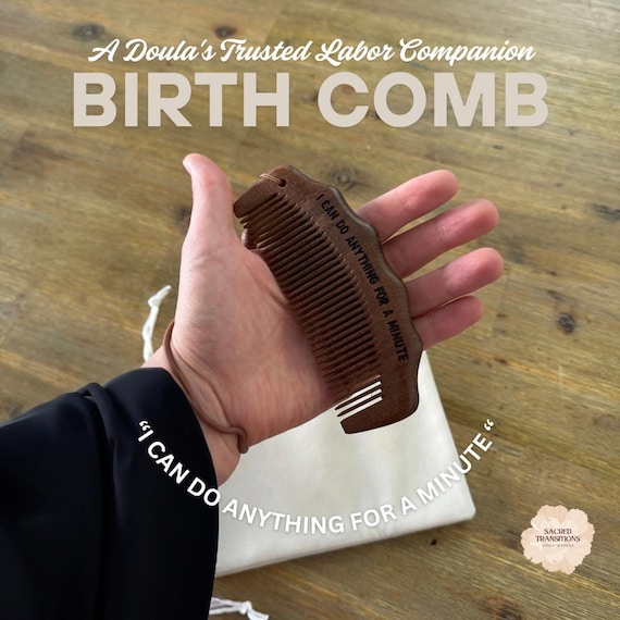 Birth Comb for Labor Pain – Doula Recommended Natural Pain Relief – Acupressure Labor Tool – with Wrist Sling & Pouch – Labor Gift