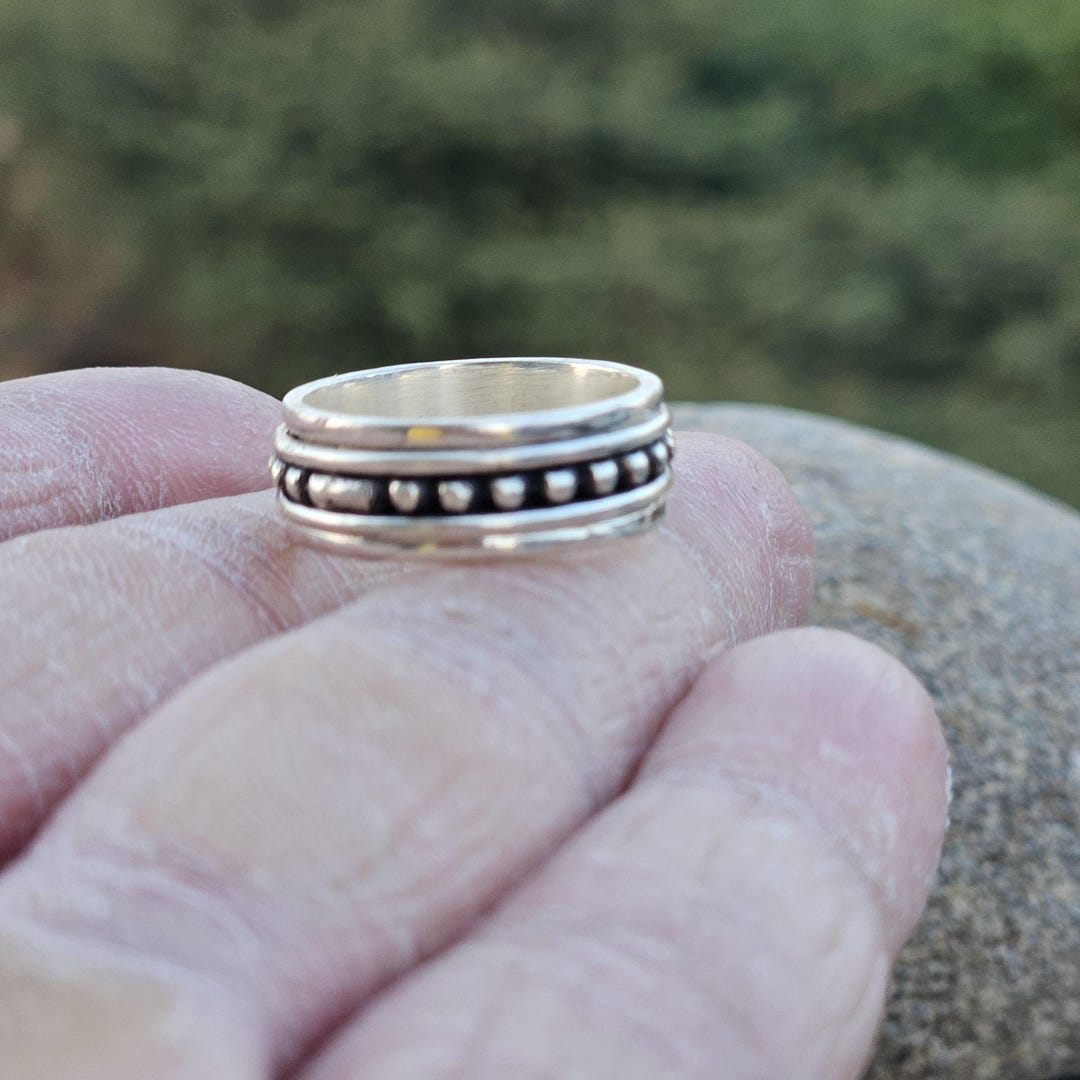 925 Sterling Silver Fidget Spinner Ring – Anxiety Relief Band, Handmade ...