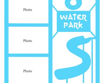 Water park layout svg/Water park scrapbook overlay SVG file/Water park scrapbook layout/canva template/canva scrapbook/svg files for cricut