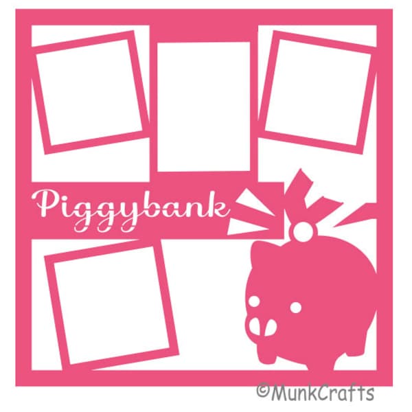 Piggybank scrapbook layout svg/Piggybank scrapbook overlay svg/SVG files for Cricut/scrapbook svg/dog scrapbook layout/Piggybank svg