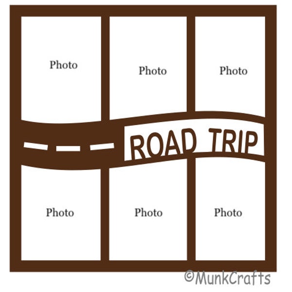 Road trip scrapbook overlay svg/Road trip layout/SVG digital file for Cricut/vacation layout svg/Road trip scrapbook layout/canva template