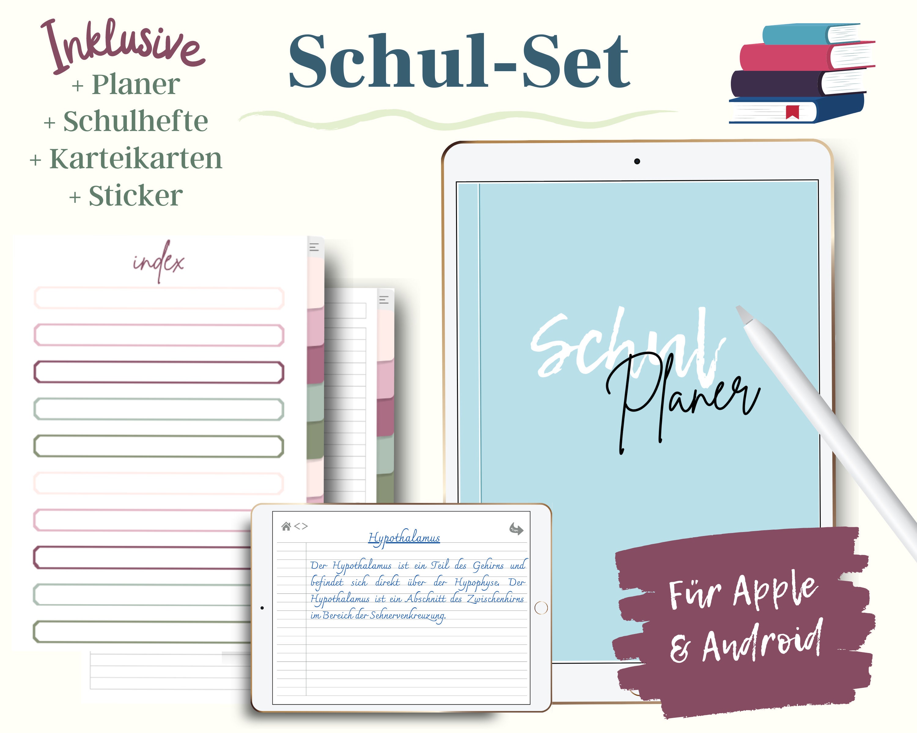 Digitales Schul Set | Digitales Schulheft | Digitale Karteikarten | D…