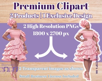 Fashion African American Clipart Dolls For Planners, Stationary or Print On Demand Projects | Digital Download | Digital Sticker | Pink-ish