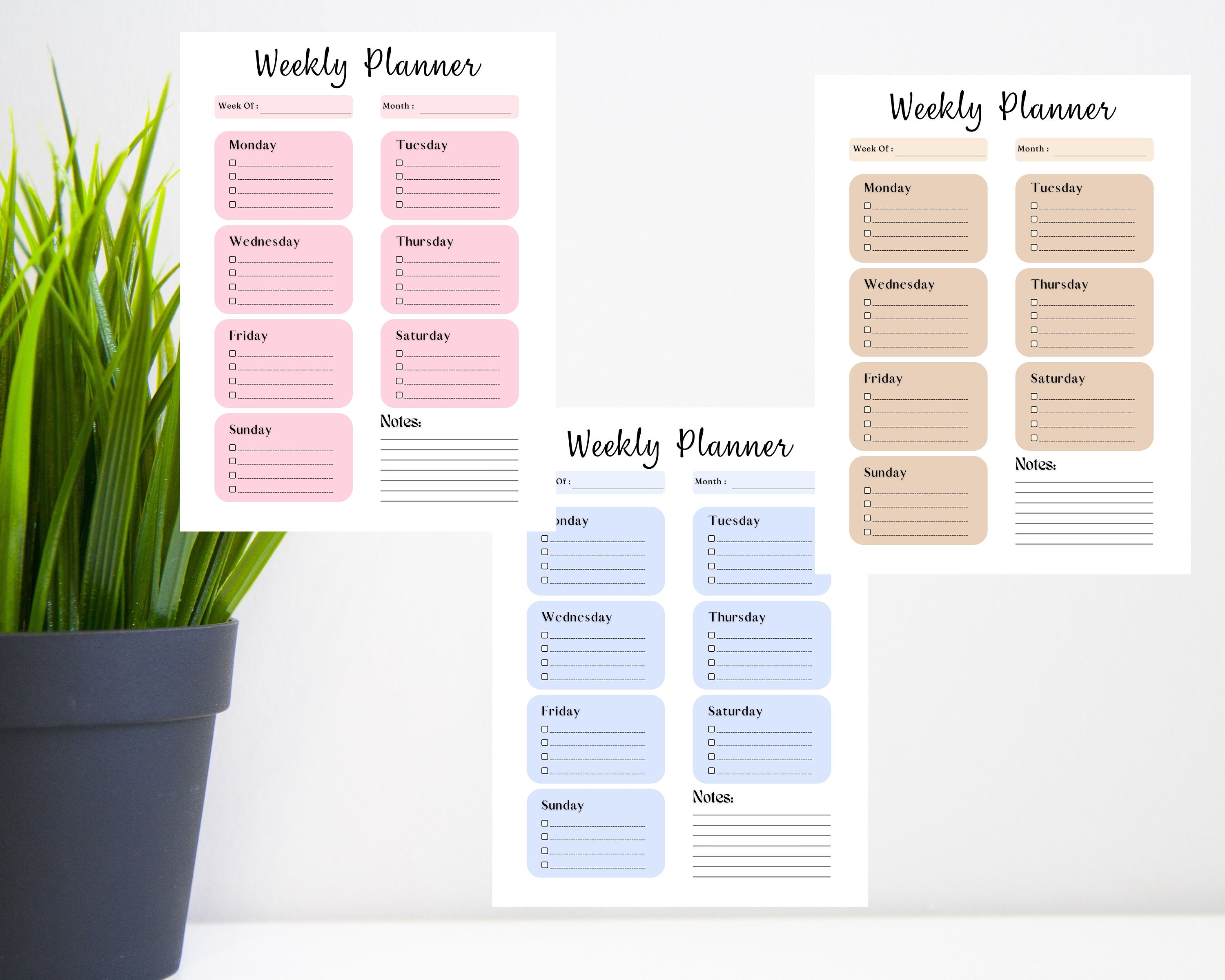 Undated Weekly Planner Printable Minimalist |digital Daily Planner ...