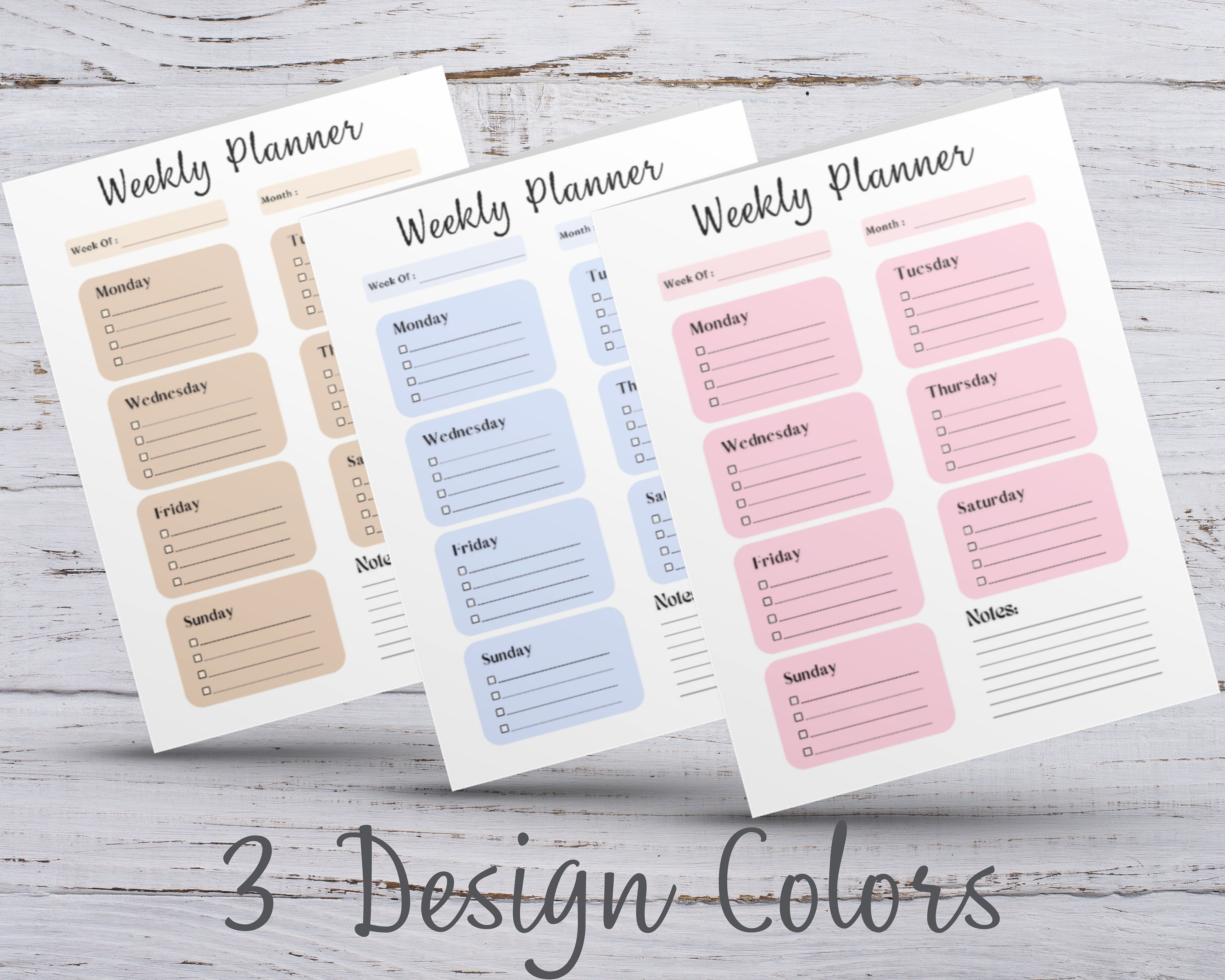 Undated Weekly Planner Printable Minimalist |digital Daily Planner ...