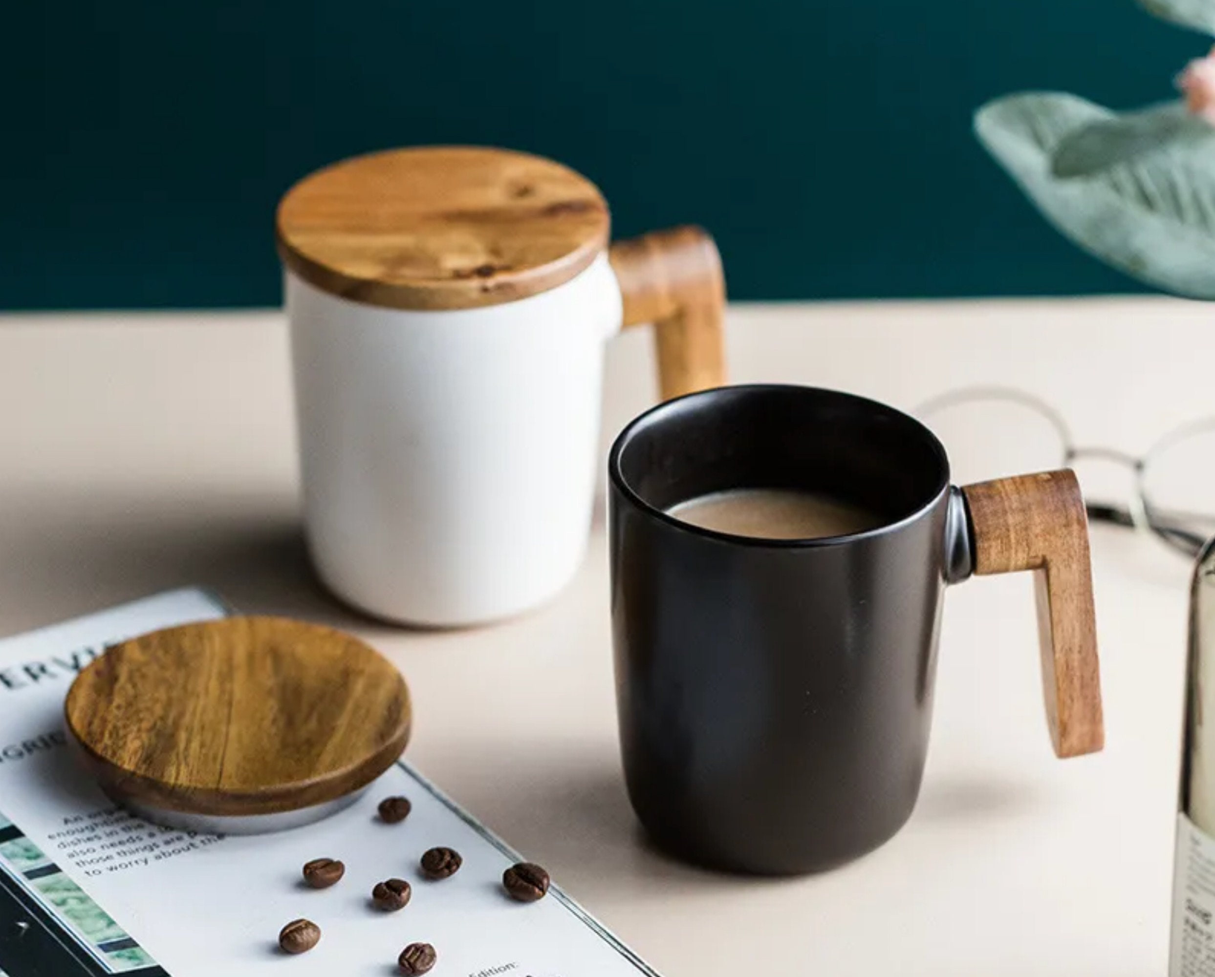 Organic Modern Bubble Handle Amber Mug Beautiful Handcrafted Japandi Style  Coffee & Tea Chubby Mugs 1 Borosilicate Glass Mug 