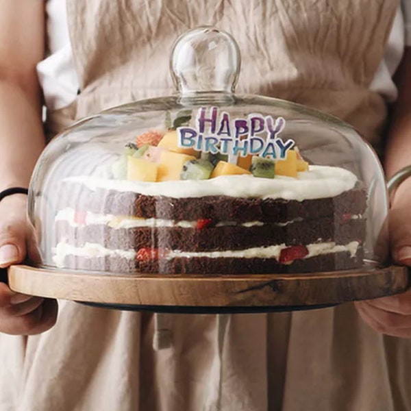 11 inch rotating cake stand with glass dome